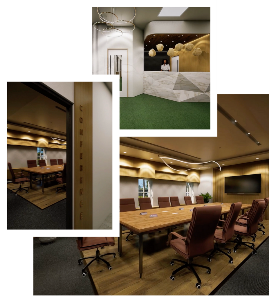 A collage of the Legacy Wellness Center conference room